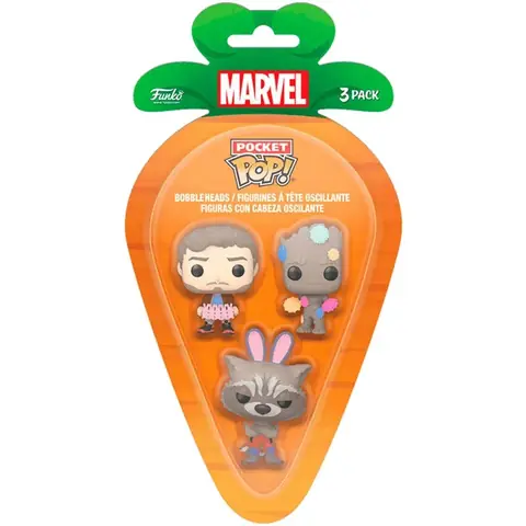 Blister 3 figuras Carrot Pocket POP Marvel Guardianes de la Galaxia Pascua