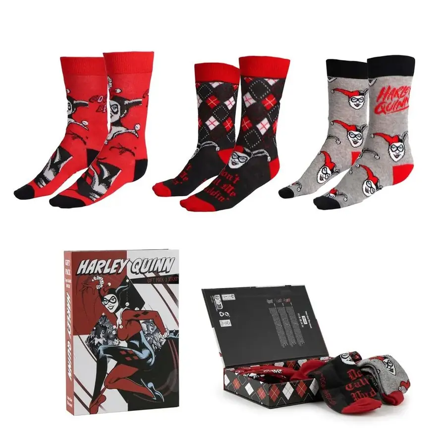 Set 3 calcetines Harley Quinn DC Comics adulto