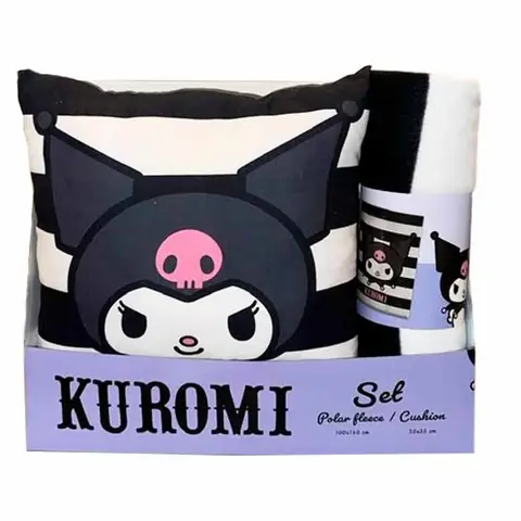 Set manta polar + cojin Kuromi Hello Kitty