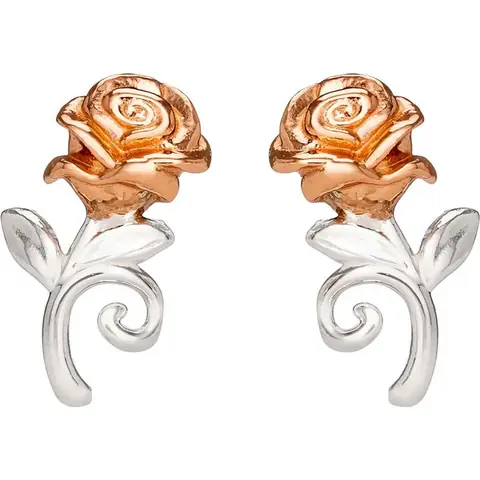 Pendientes Rosa La Bella y la Bestia Disney plata