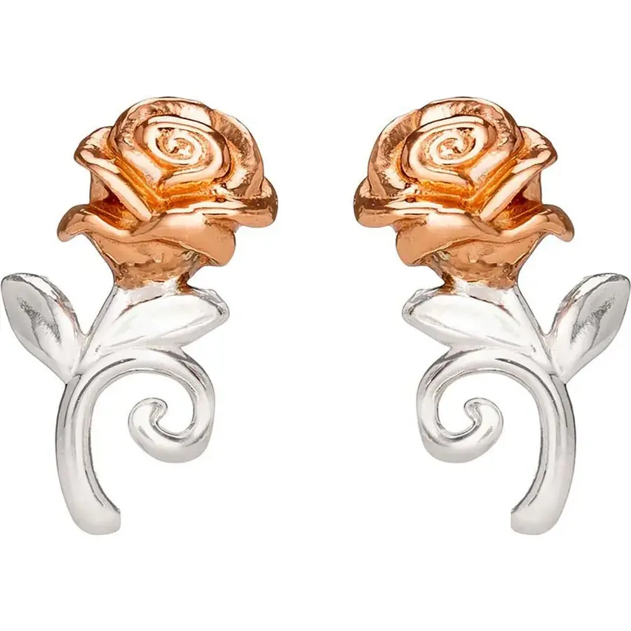 Pendientes Rosa La Bella y la Bestia Disney plata