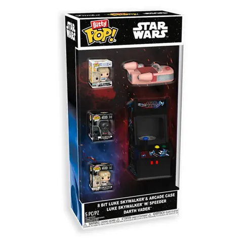 Bitty POP figure Star Wars 8 Bit Luke Skywalker & Arcade Case