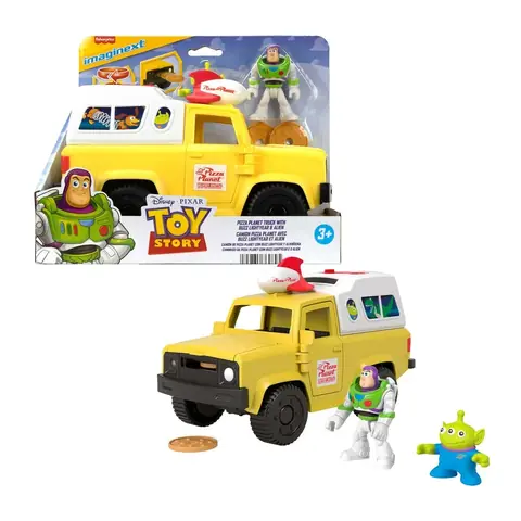 Camion Pizza Planet + figuras Buzz Lightyear y Alien Toy Story Disney Pixar Imaginext