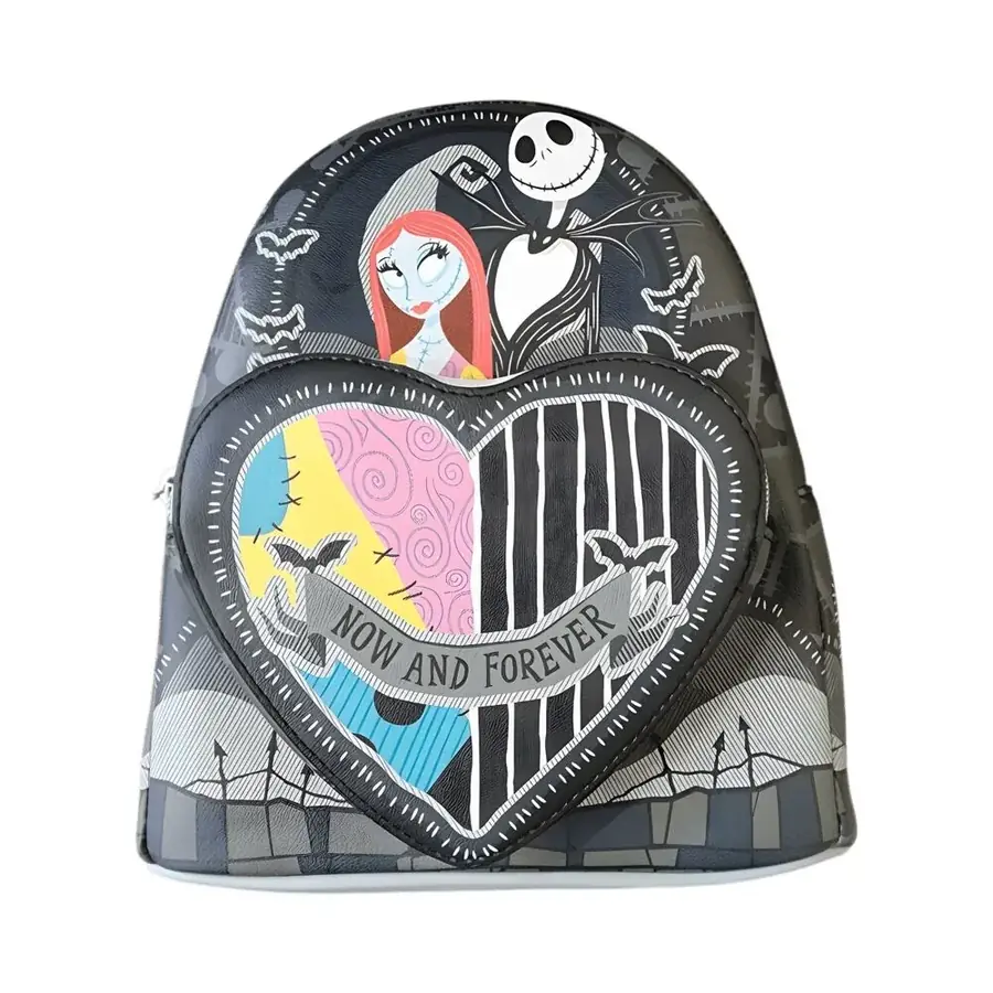 Mochila Corazon partido Jack y Sally Pesadilla antes de Navidad Loungefly 26cm